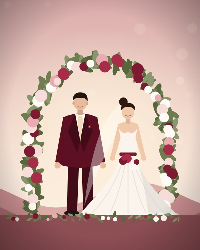 Burgundy & Ivory Classic Floral wedding website template preview