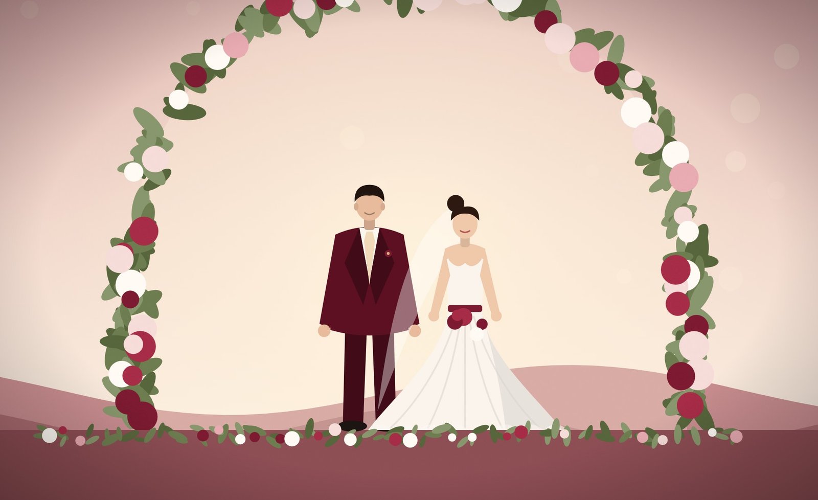 Burgundy & Ivory Classic Floral wedding website template, live demo preview