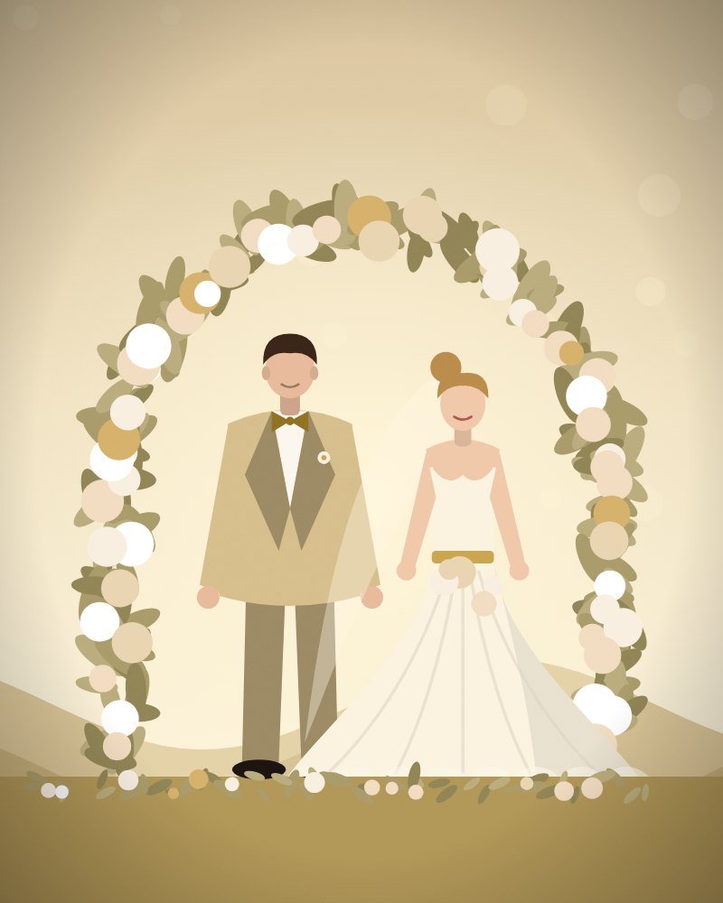 Champagne & Gold Monogram wedding website template preview