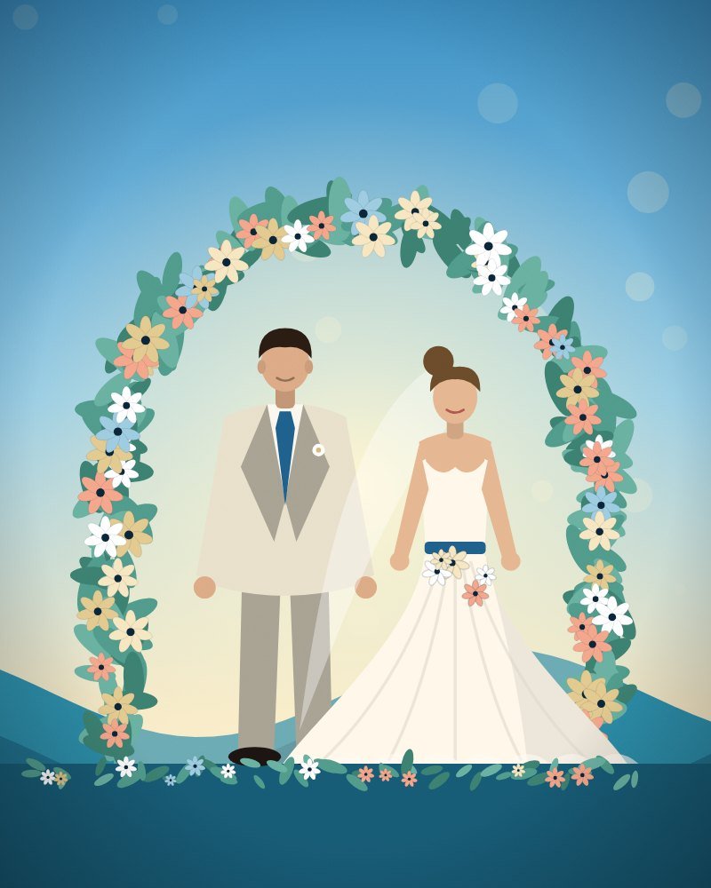 Coastal Blue & Sand wedding website template preview