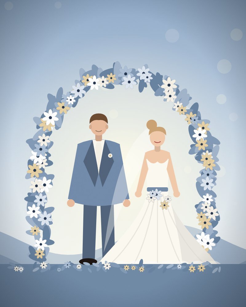 Dusty Blue Toile Envelope wedding website template preview