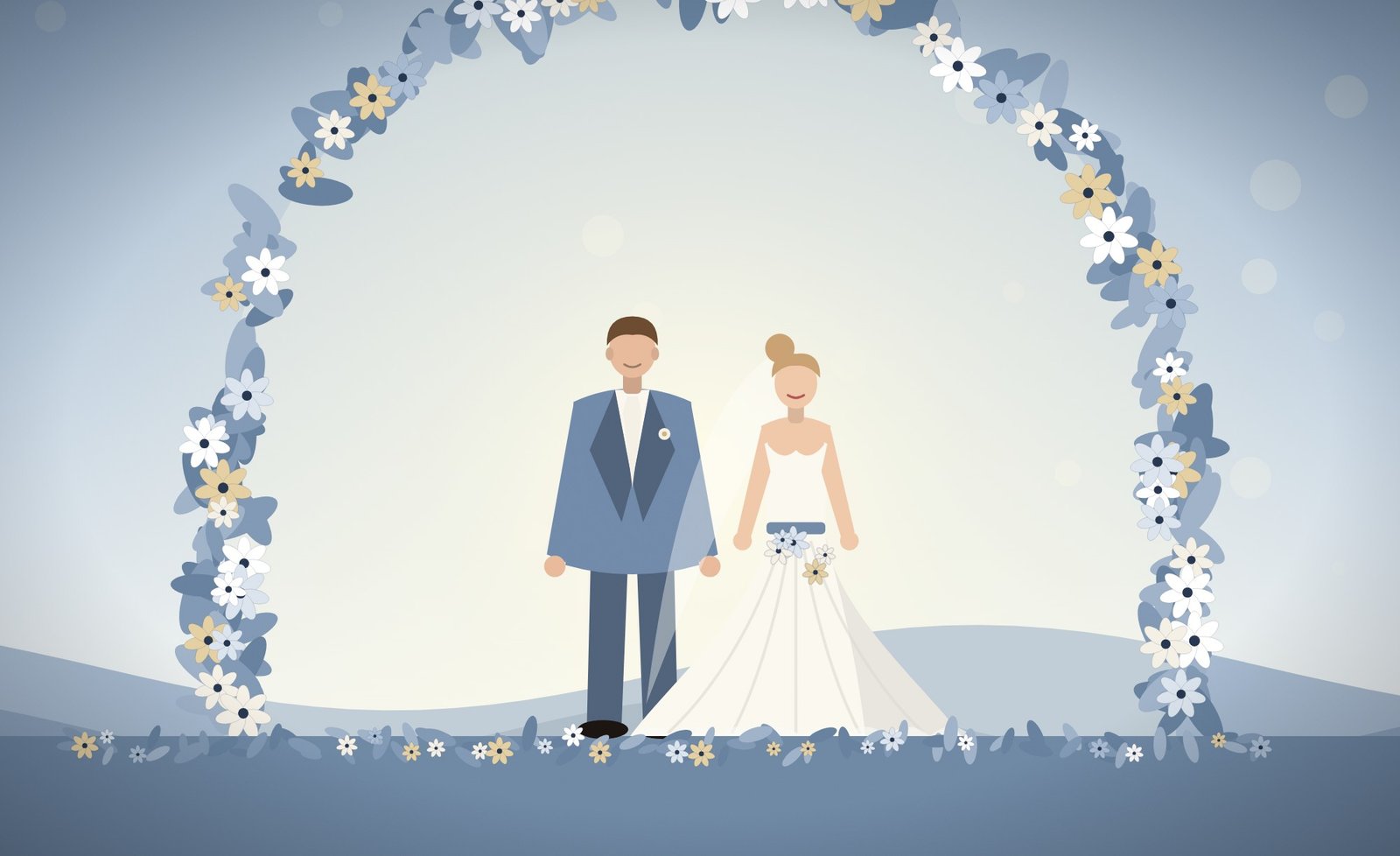 Dusty Blue Toile Envelope wedding website template, live demo preview