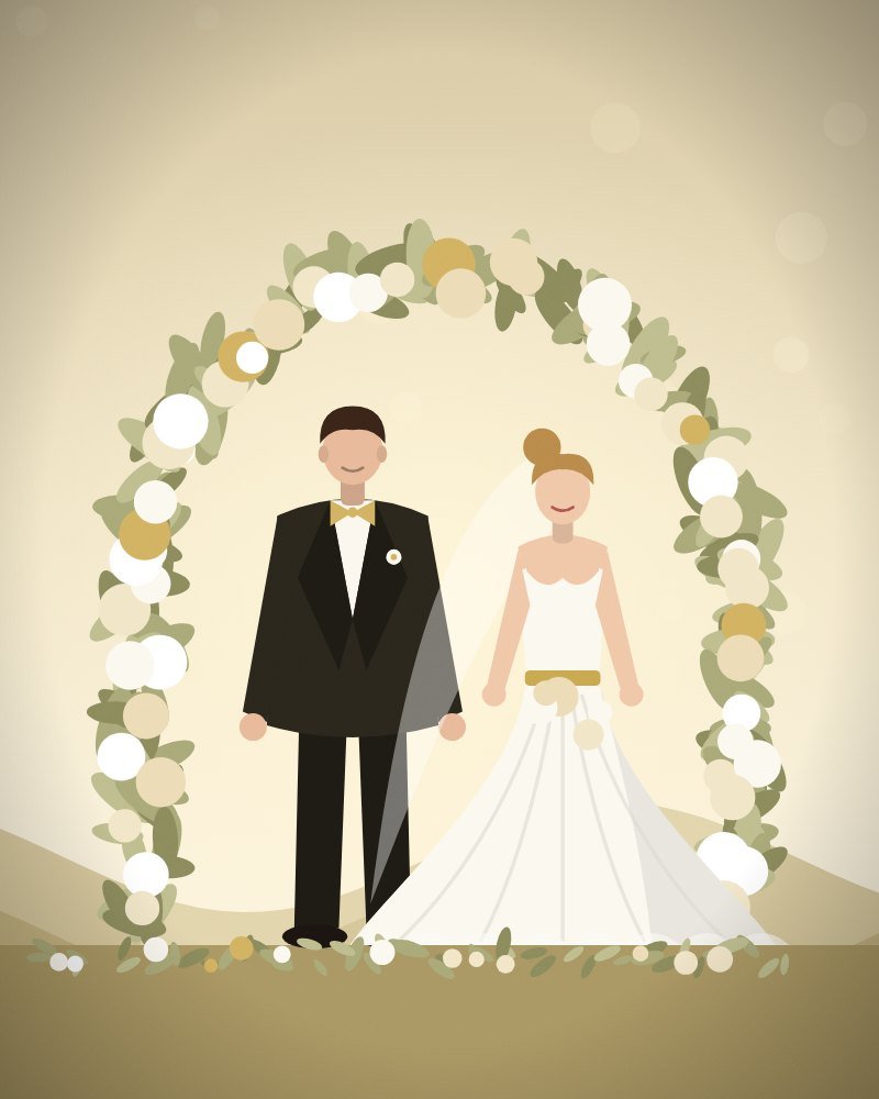 Ivory Monogram & Envelope Reveal wedding website template preview
