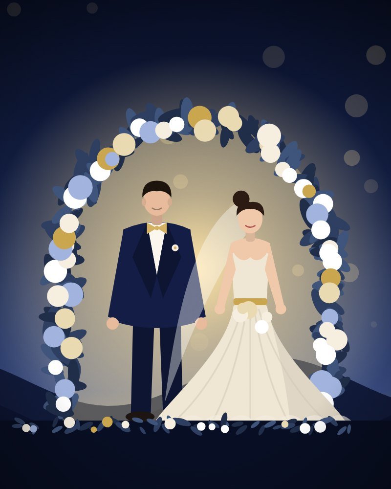 Midnight Navy & Gold wedding website template preview