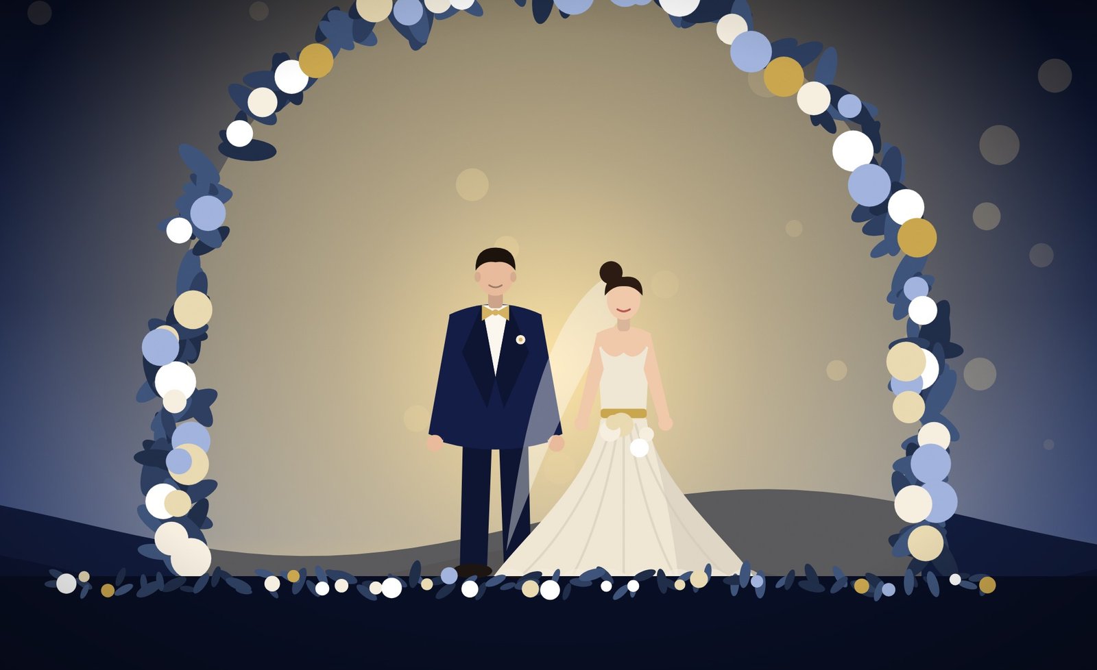 Midnight Navy & Gold wedding website template, live demo preview