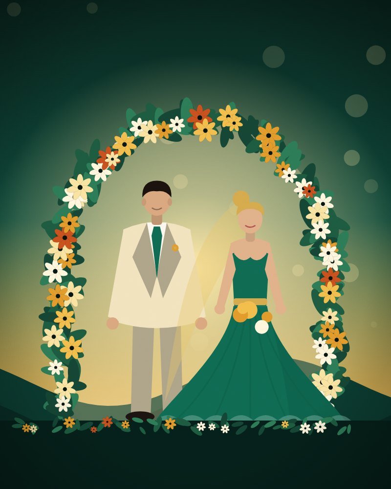 Emerald & Gold Nikkah wedding website template preview