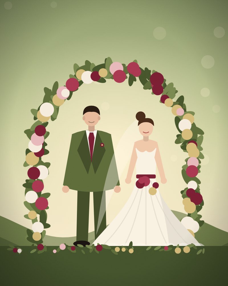 Olive & Burgundy Floral wedding website template preview
