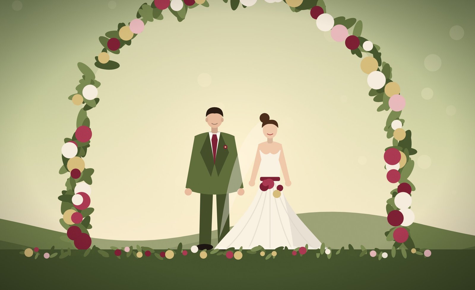 Olive & Burgundy Floral wedding website template, live demo preview