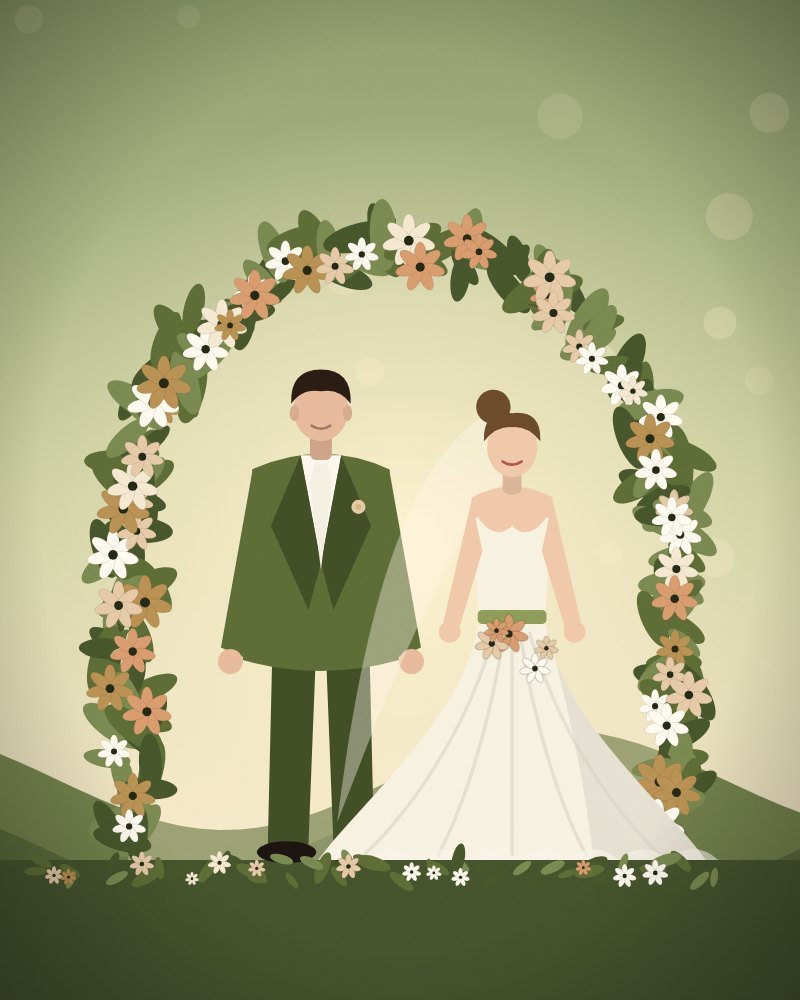 Olive & Ivory Oil-Painting Floral wedding website template preview