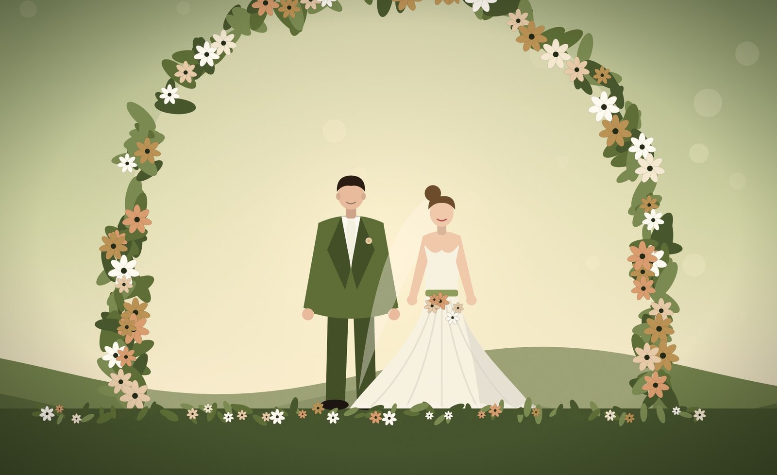 Olive & Ivory Oil-Painting Floral wedding website template, live demo preview