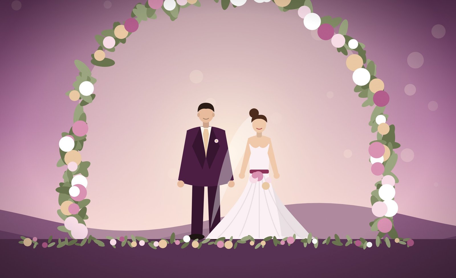 Plum & Mauve Romance wedding website template, live demo preview