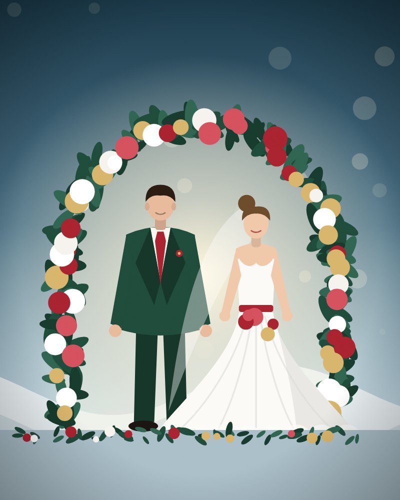 Winter Evergreen & Cranberry wedding website template preview